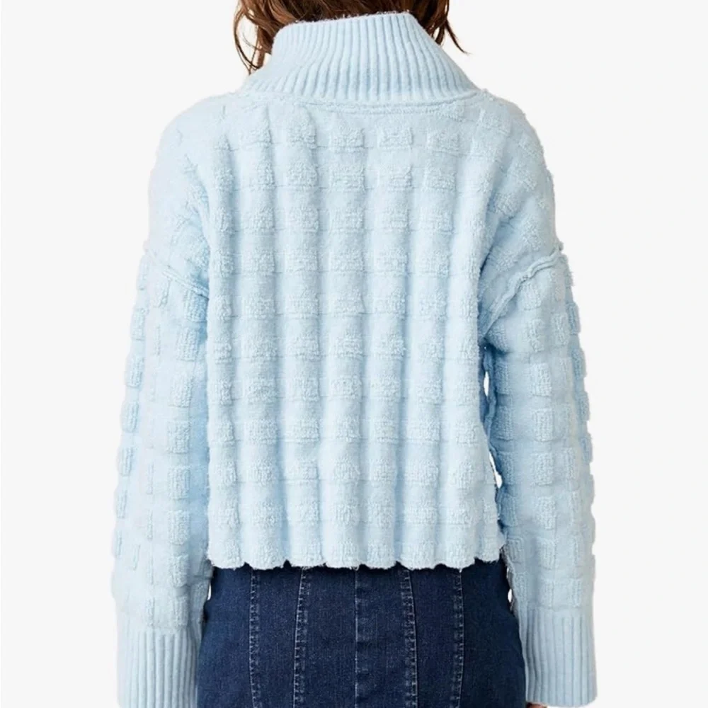 FREE PEOPLE Care FP Soul Searcher Mock Neck Textured Sweater Small